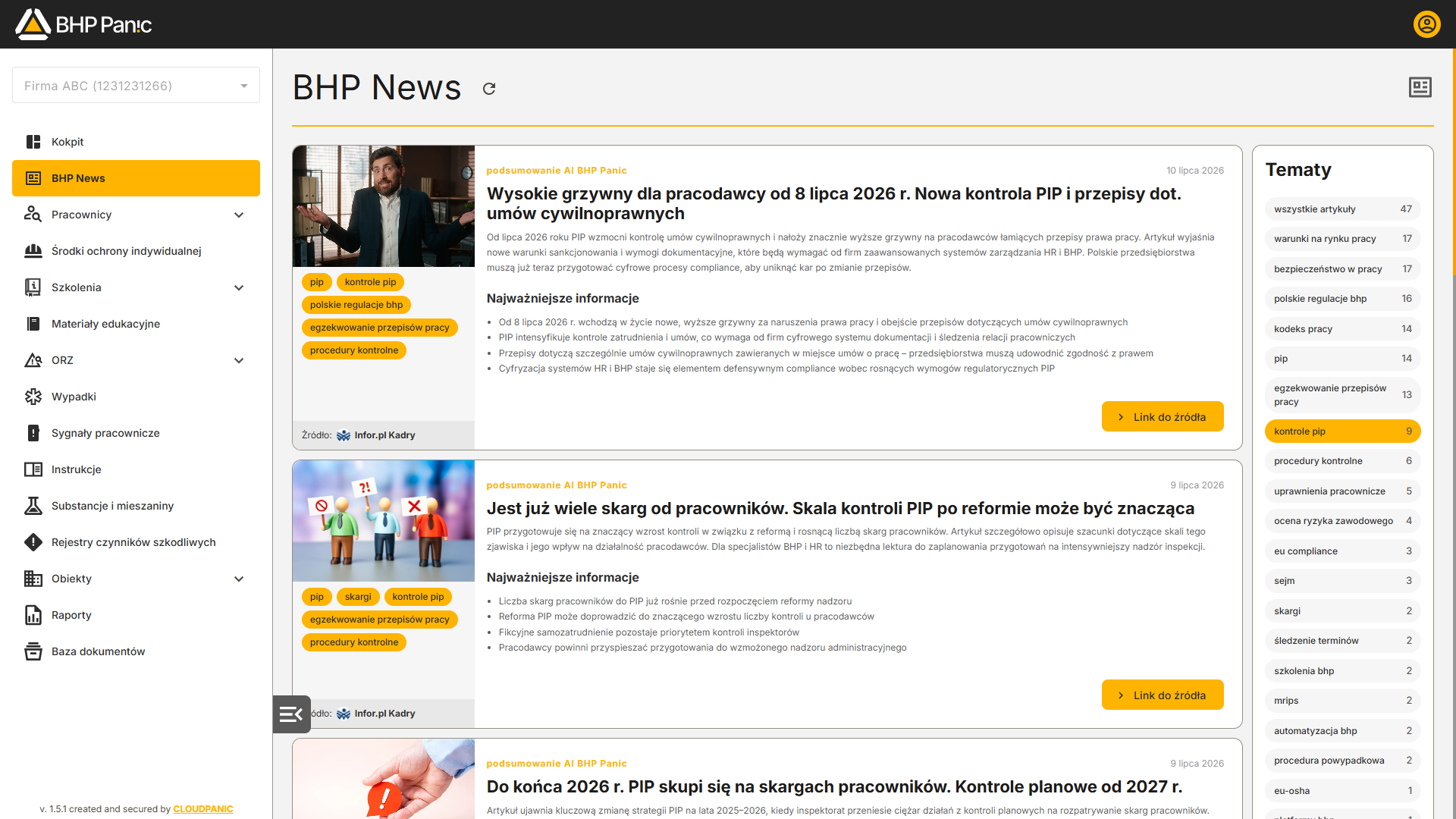 BHP News z&nbsp;filtrem na kontrole PIP