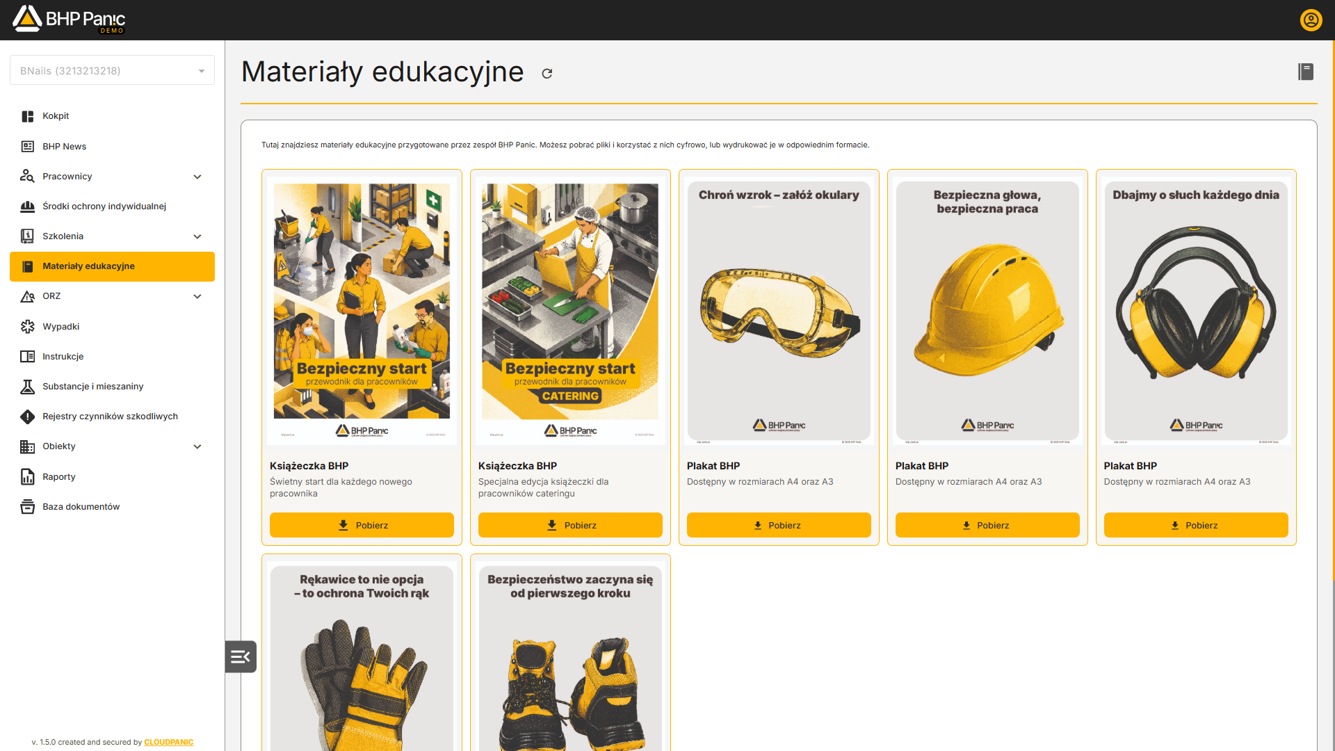Lista książeczek i&nbsp;plakatów BHP w&nbsp;module Materiały edukacyjne