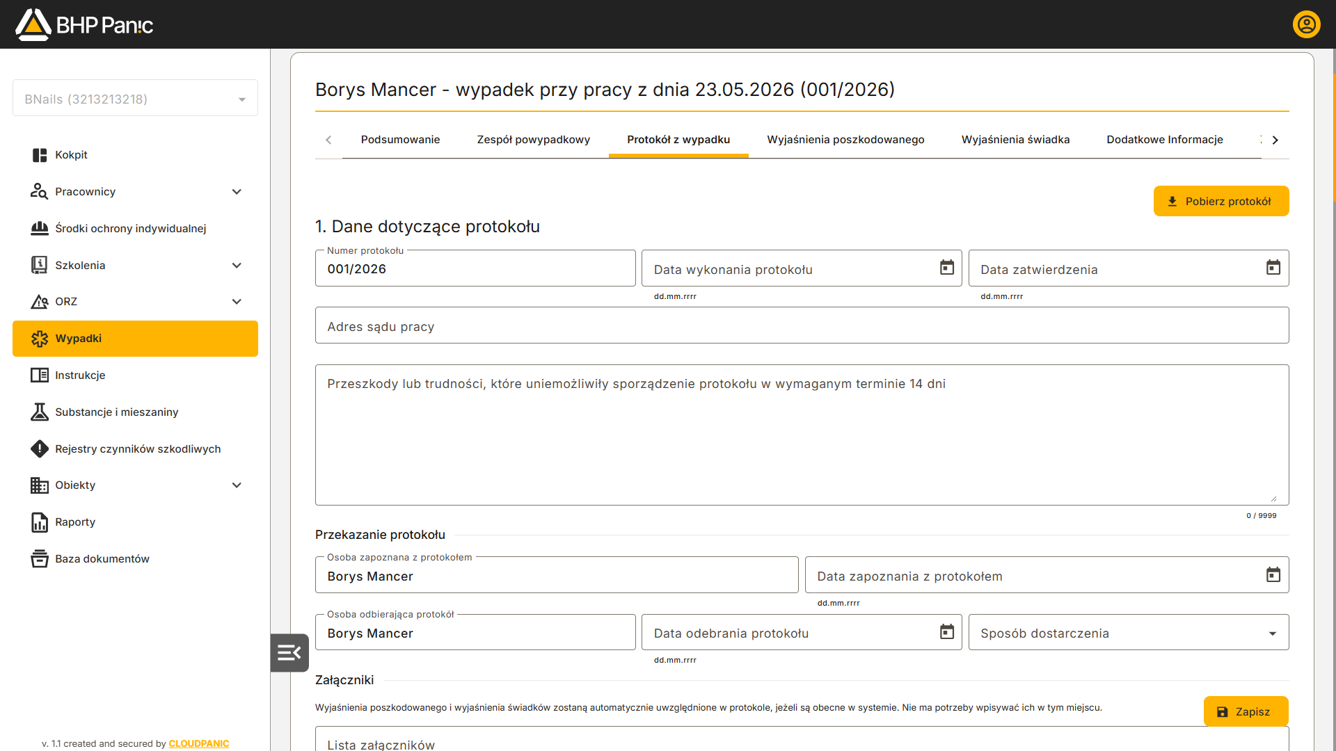 Protokół powypadkowy – dokumentacja wypadku przy pracy